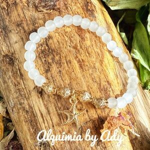 White jade gold bracelet charms purity and joy healing crystal